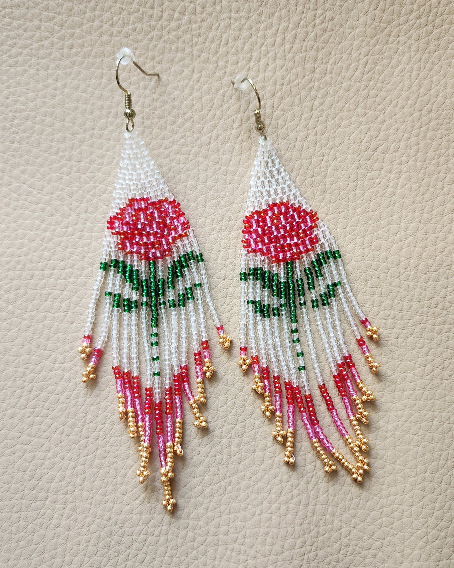 Long Rose Dangle Earrings