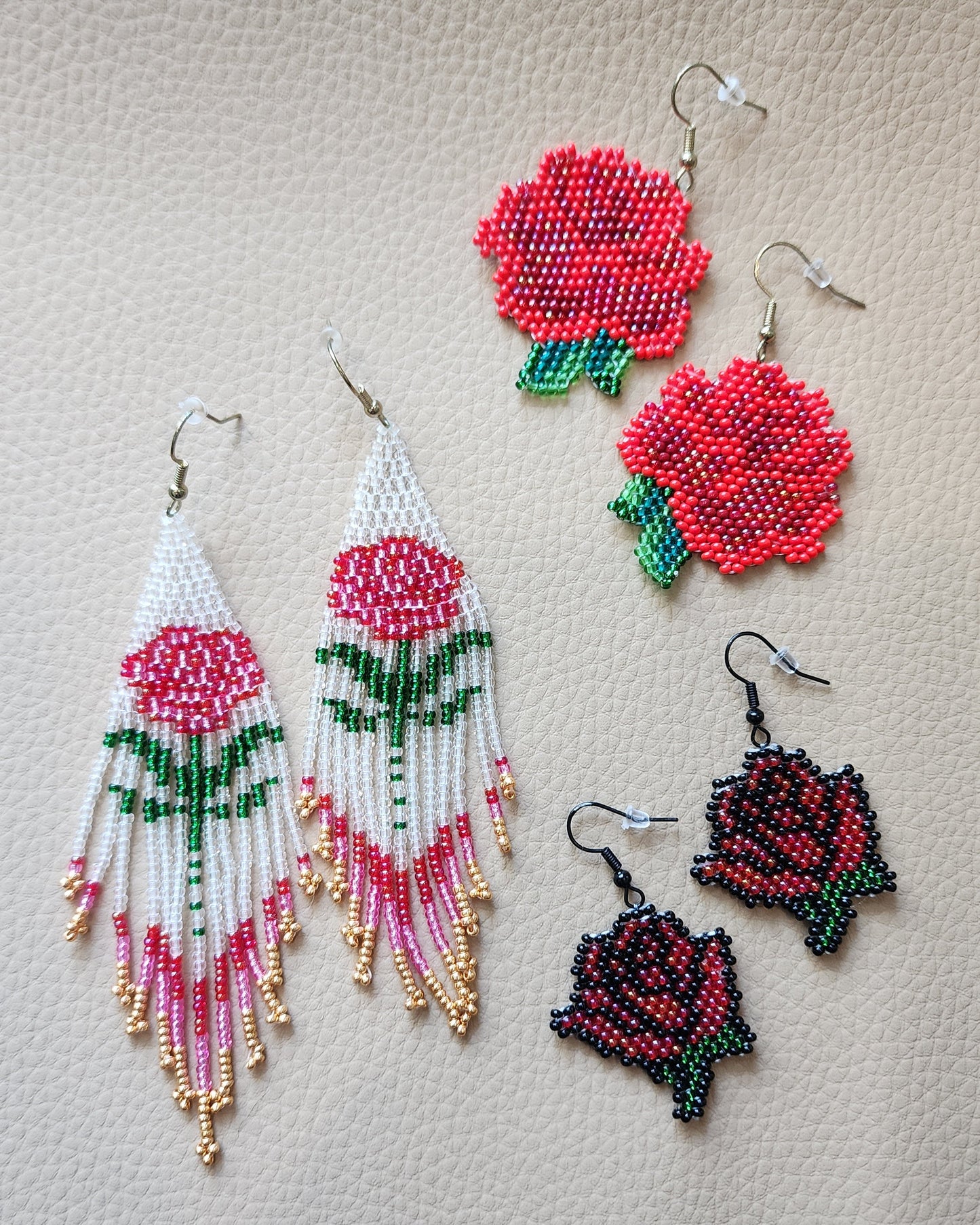 Long Rose Dangle Earrings