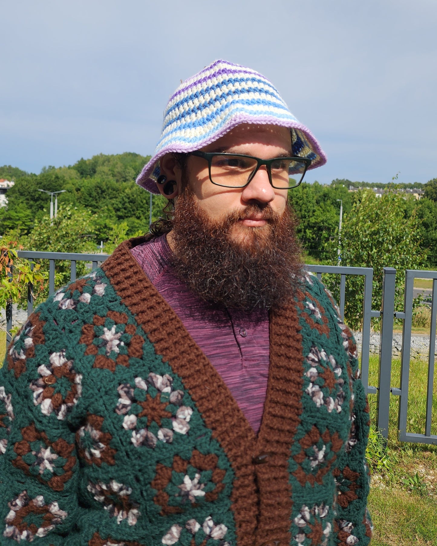 Spiral Bucket Hat - Purple, Blue, & White