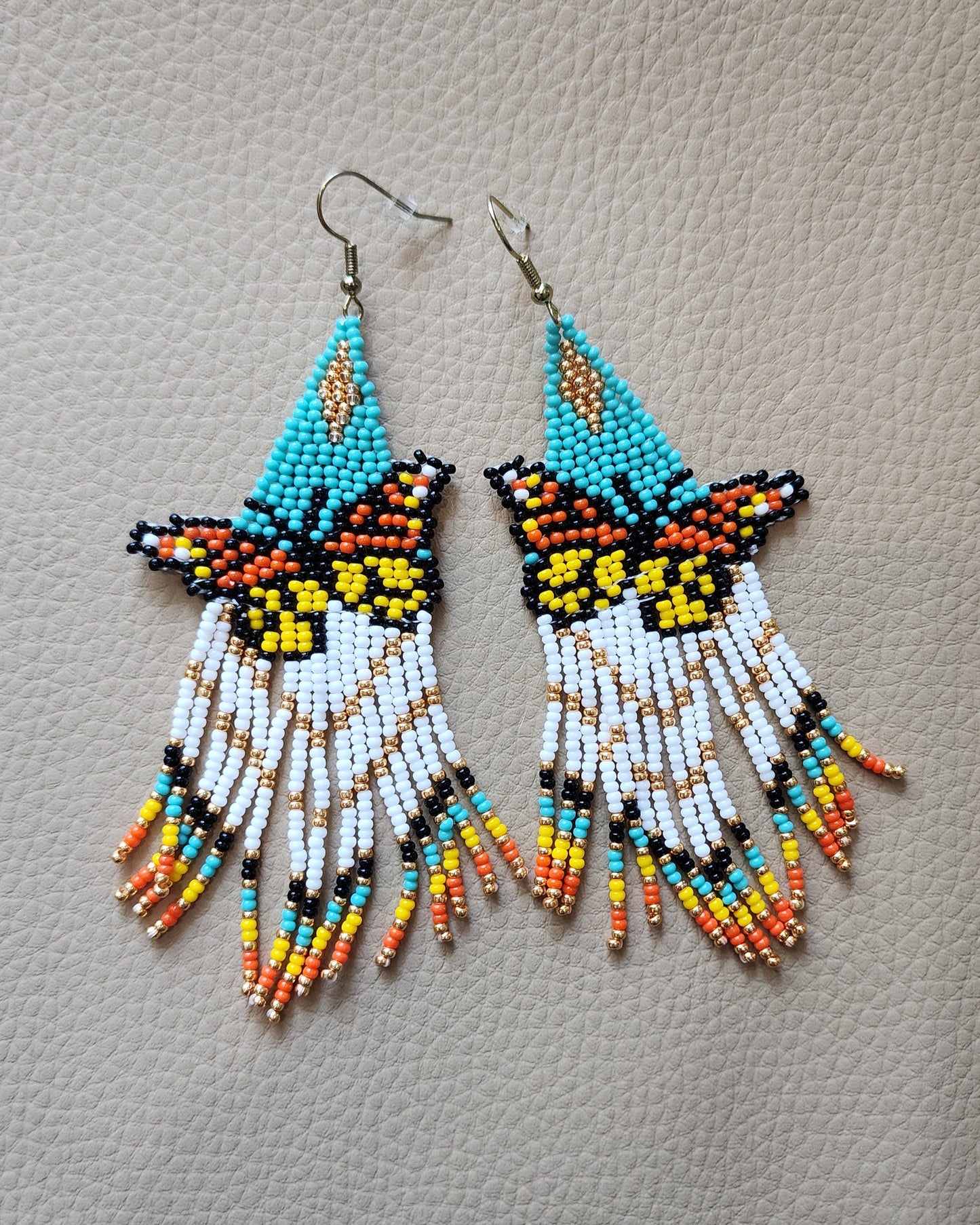Long Butterfly Dangle Earrings (Orange/Yellow)