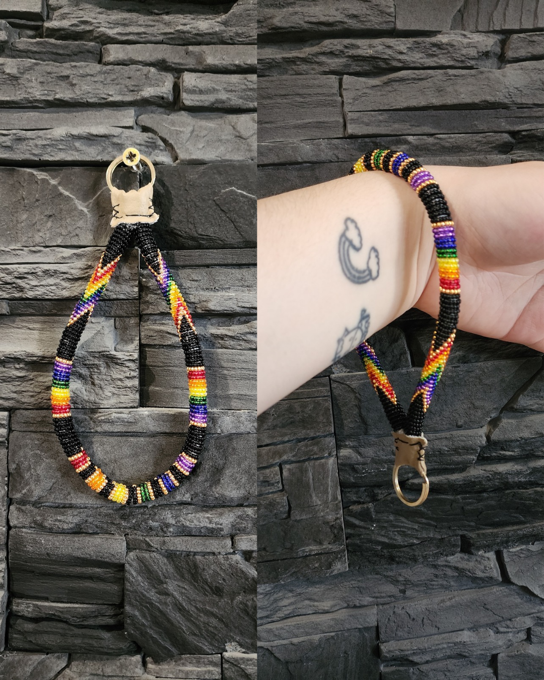Beaded Wristlet (Rainbow/Black)