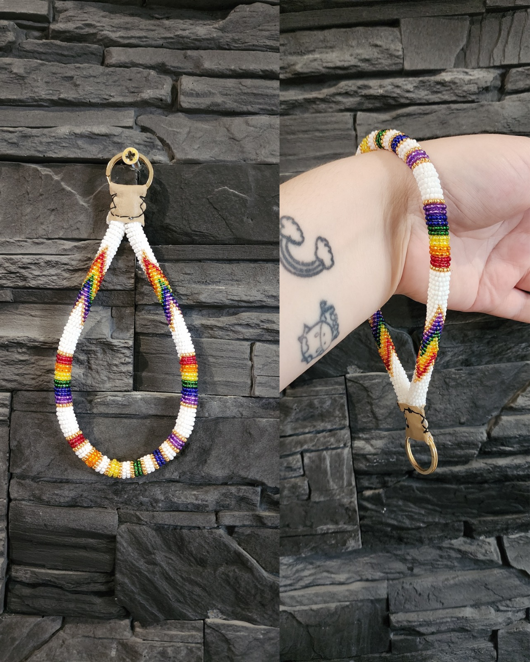 Beaded Wristlet (Rainbow/White)