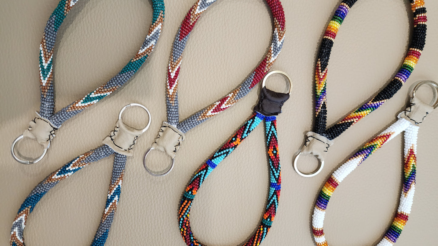 Beaded Wristlet (Teal/Grey)