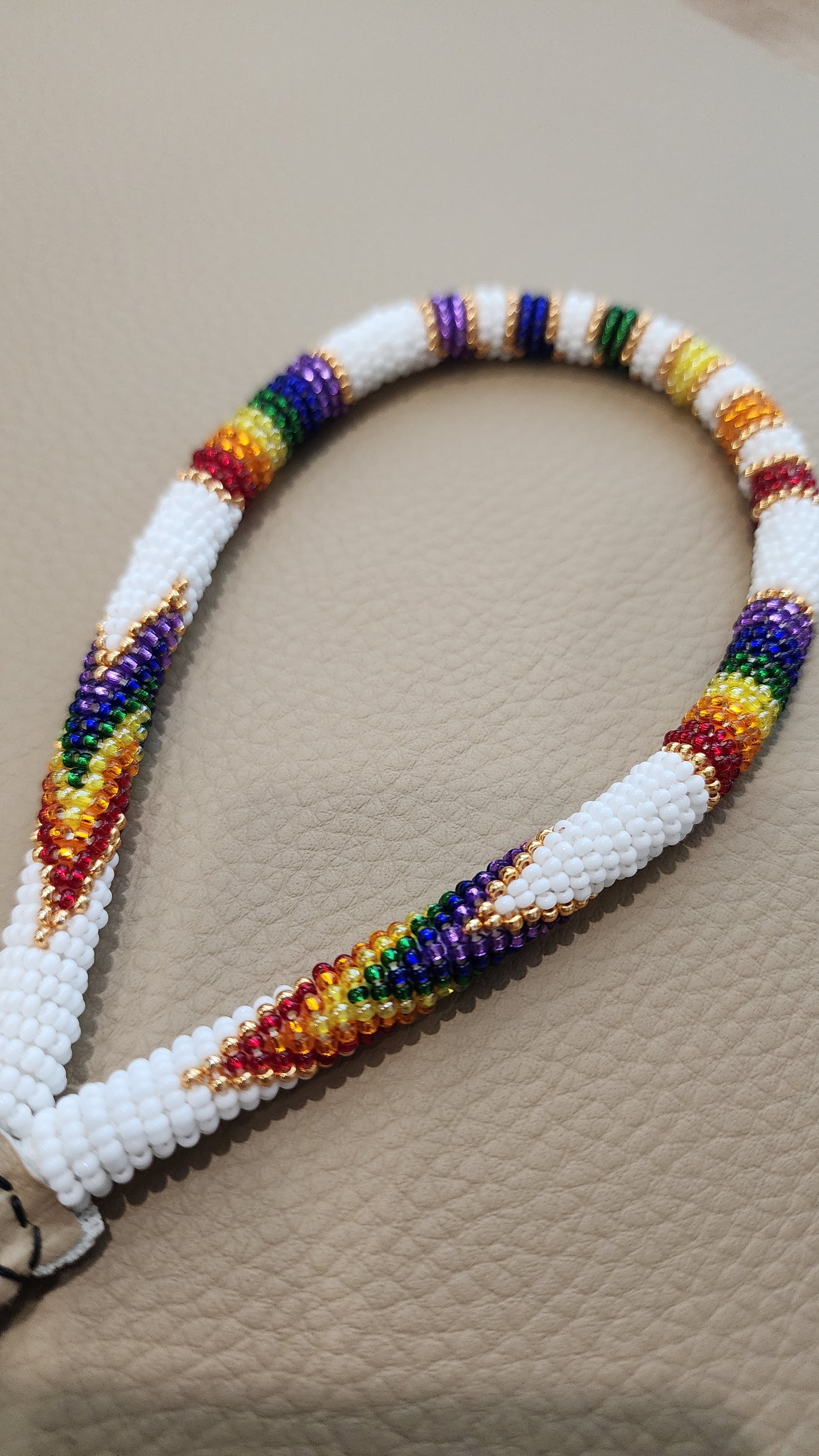 Beaded Wristlet (Rainbow/White)