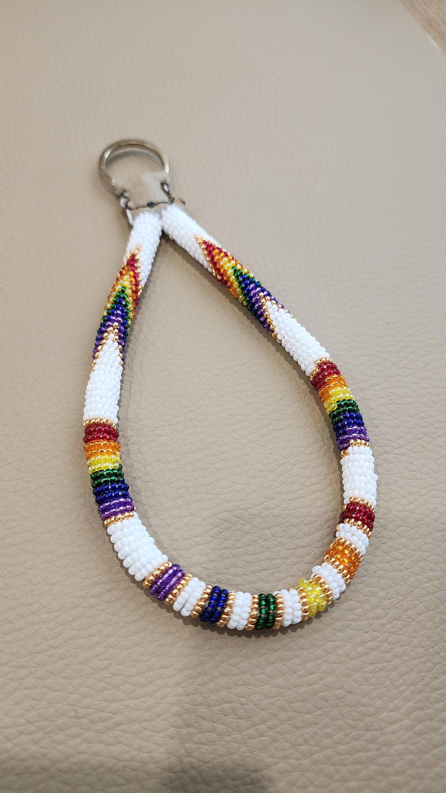 Beaded Wristlet (Rainbow/White)