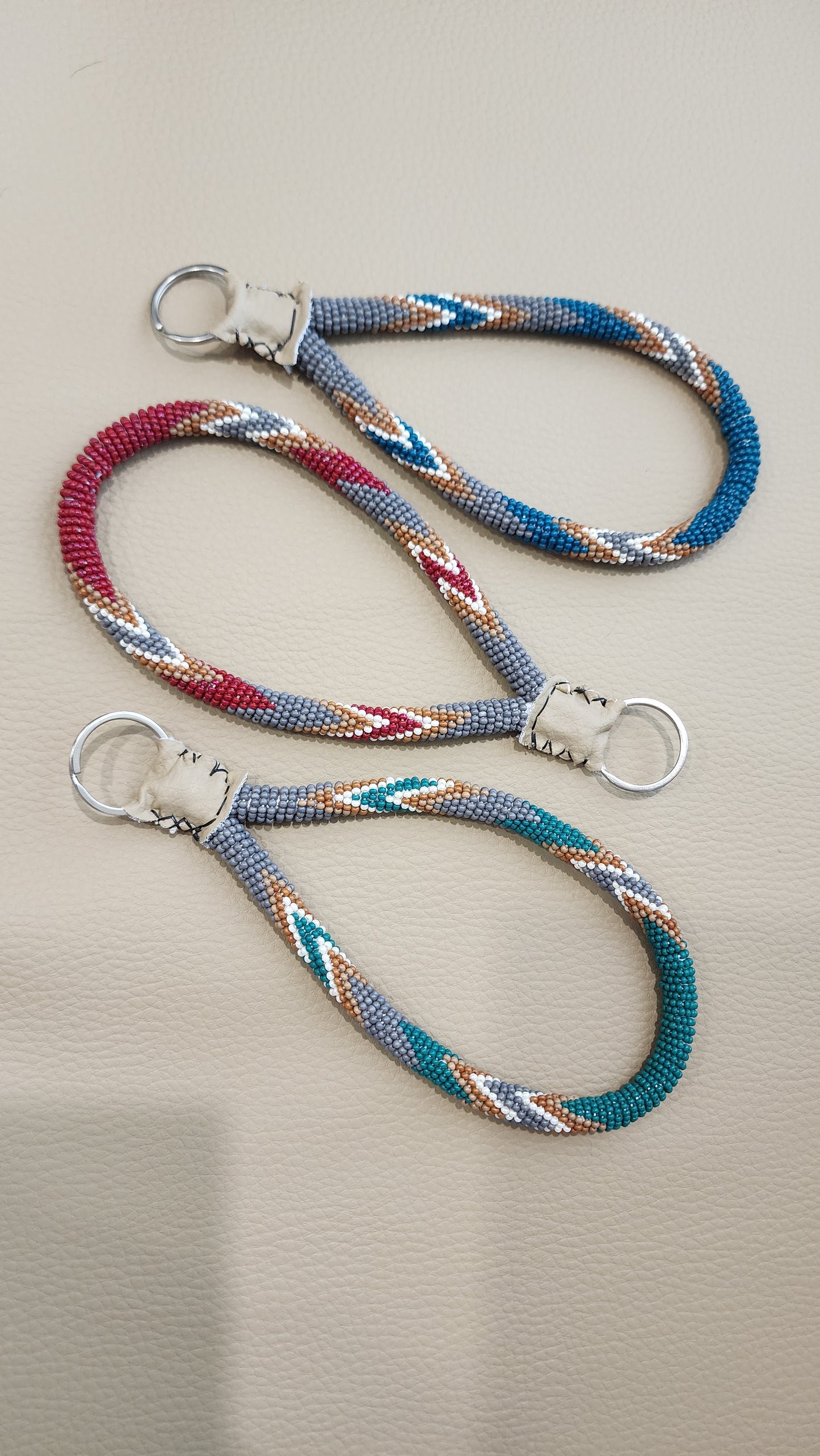 Beaded Wristlet (Teal/Grey)
