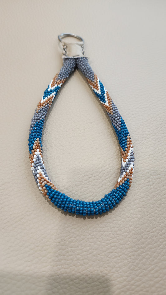 Beaded Wristlet (Blue/Grey)