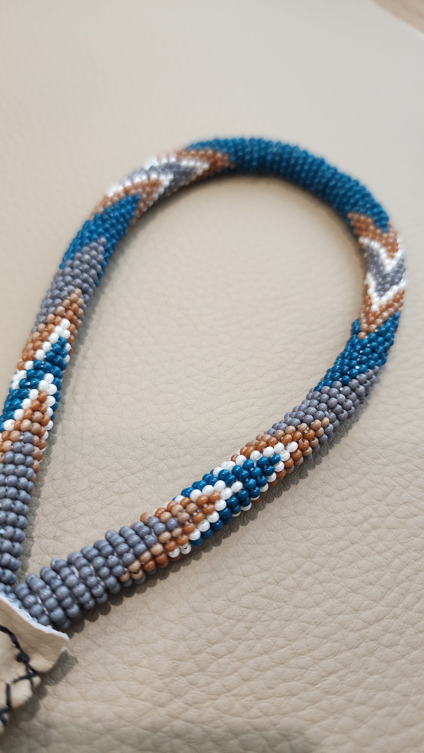 Beaded Wristlet (Blue/Grey)