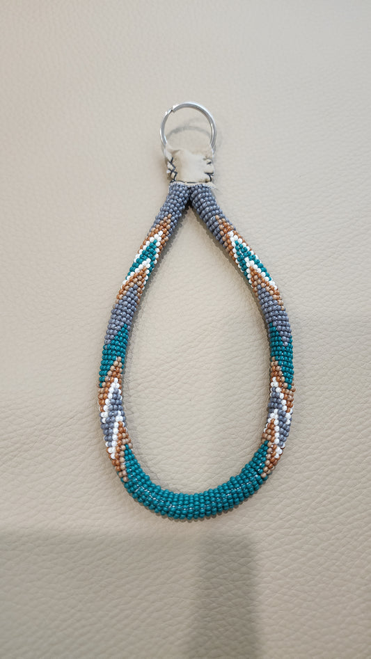 Beaded Wristlet (Teal/Grey)