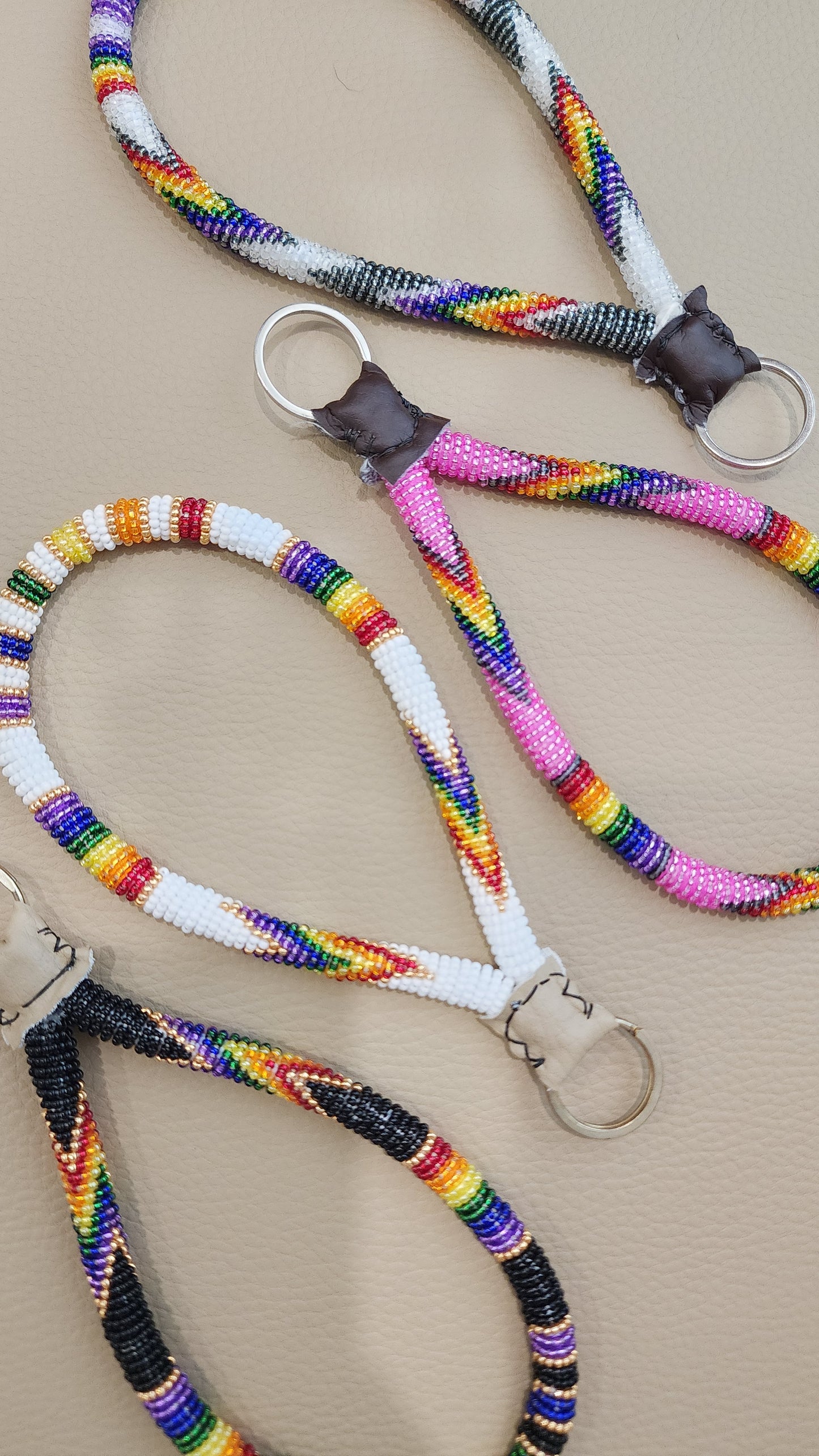 Beaded Wristlet (Rainbow/White)