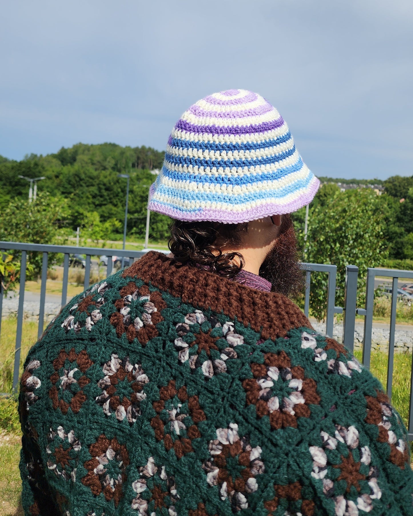 Spiral Bucket Hat - Purple, Blue, & White