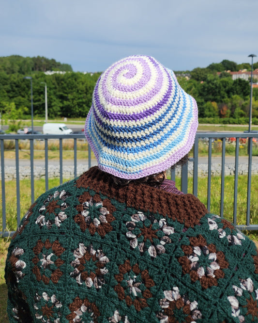 Spiral Bucket Hat - Purple, Blue, & White