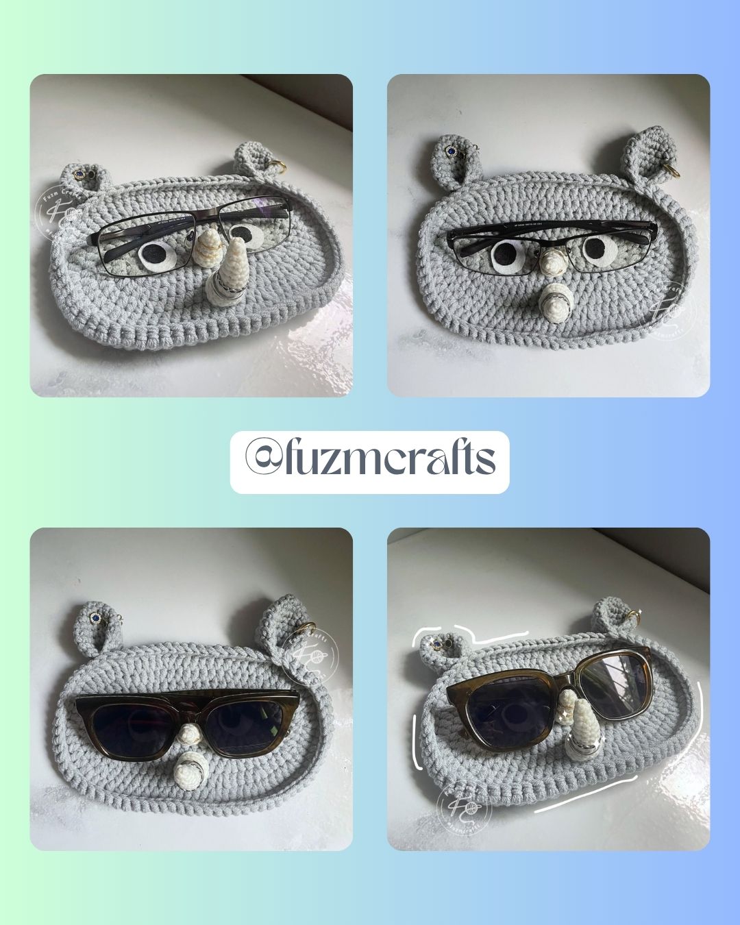 Rhino Glasses & Ring Tray Crochet Pattern