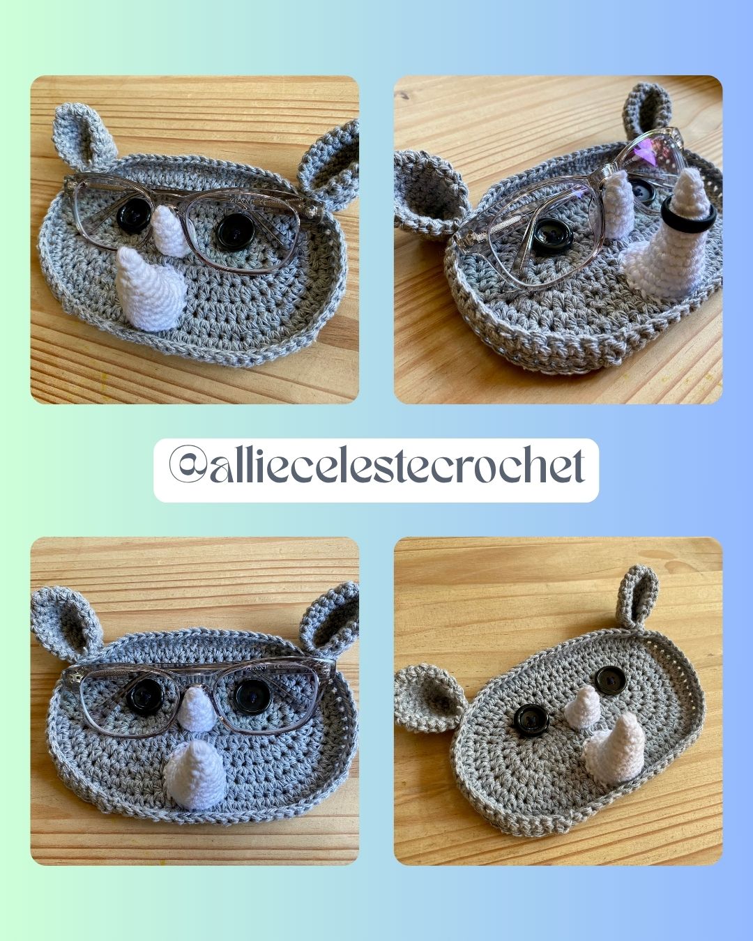 Rhino Glasses & Ring Tray Crochet Pattern